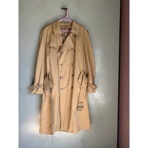 Men's 44 Long Beige Trench Coat Button Up Classic with Tie No Brand Preppy City
